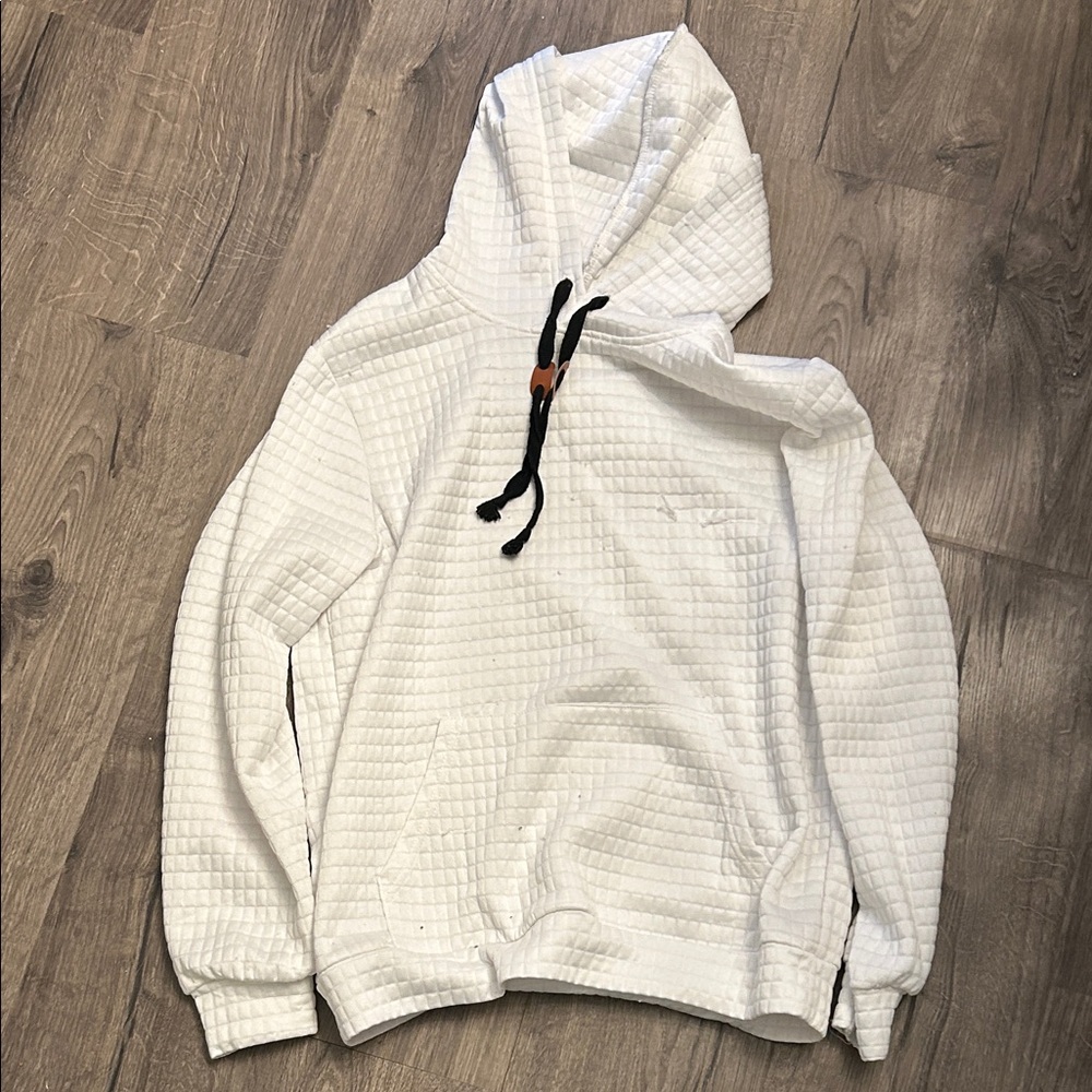 Men's White Quilted Hoodie